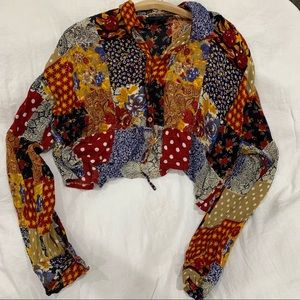 - Tribes Cropped long Sleeve Top